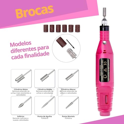 Lixadeira Unha Lixa Elétrica Profissional Bloco Motor Bivolt