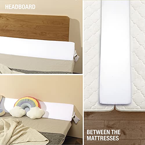 Vekkia King Size Bed Wedge Pillow/Headboard Pillow/Mattress Wedge/Bolster Pillow Close The Gap Between Your Mattress And Headboard(White 76"X8"X6") #TOP7