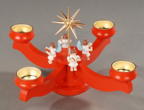 Albin Preissler Candle Holder - Angels Red - 19 cm / 7.5 inch