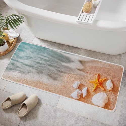 BBSET Beach Starfish Bathroom Runner Rug 16'x...