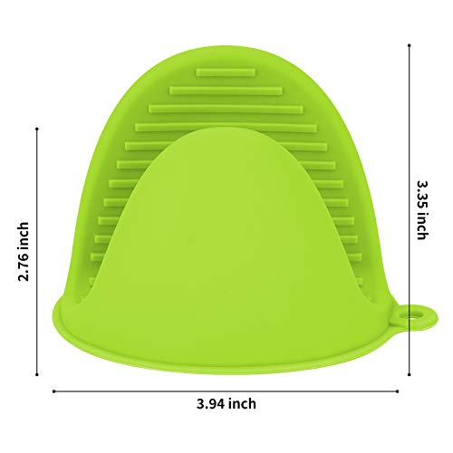 tifanso Silicone Oven Mitts Pot Holders Sets for Kitchen Heat Resistant Small Kitchen Mittens Rubber Air Fryer Mitts Mini Pot Pinch Grip for Cooking and Baking 1 Pair (Green) - Thumbnail 2
