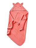 Eléments du visage brodés. VERTBAUDET Cape de bain + gant coton bio rose 70X70