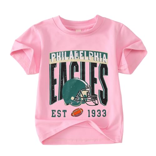 GLIGLITTR Toddler Girl Boy Football Shirt Sundays are for The Birds Game Day Outfit Kids Football Season Sports Fans Tee Tops(Pink 3-4T)