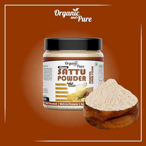 Organic and Pure Chana Sattu Powder | Chana Ka Sattu | Roasted Gram Flour for Drink, Weight Gain, Protein, Muscle Gain (Jar Pack) (150g)