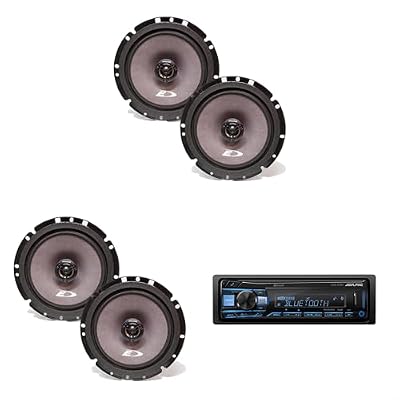 Alpine UTE-83BT Bluetooth Car Stereo Music Lover's Bundle with 4 SXE-1726S 220W Coaxial Speakers. No-CD Mechless Digital Media Receiver Head Unit, Streams from iPhone and Android, High Res via USB