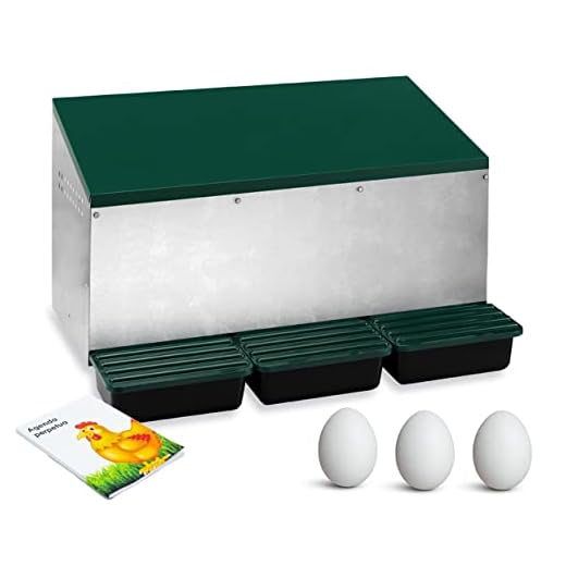 FINCA CASAREJO Ponedero para gallinas inverso - 3 Huecos - Fabricado en Chapa galvanizada - Incluye 3 Huevos Falsos y un Bloc de Notas