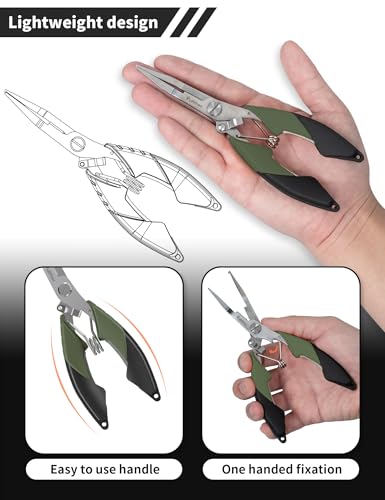 Image of Fish Gripper 9.2 inch,Muti-Function Line Cutter Fishing Pliers, Saltwater Fishing Tool Kit,Fishing Gear with Fishing Lanyard
