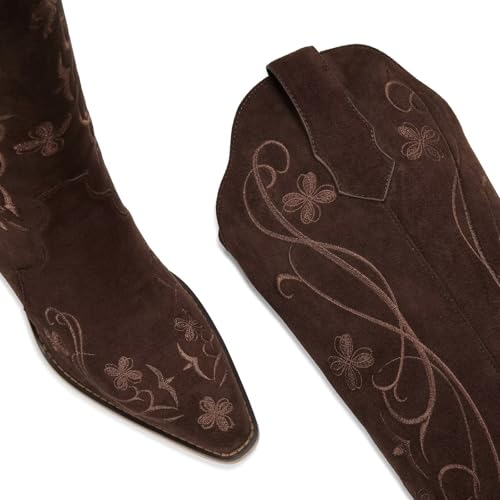 Image of wetkiss Knee High Cowboy Boots for Women, Stable and Comfortable | Western Style,Cowgirl Boots,Versatile,Pull On,Various Occasions,Non-slip Sole,Bohemian Rural Style