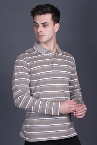 Image of Full Sleeve Polo T Shirt for Men Cotton with Pocket and Collar - Regular Fit Tshirt