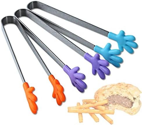 HBJWOV Hand Shape Removable Food Tong Non-slip Stainless Steel Handle Tongs BBQ Clips Kitchen Tools Accessories(Gray) image 5