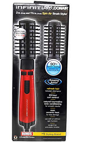 INFINITI PRO Spin Brush Hot Air, 2 Inch and 1 1/2 Inch, Red