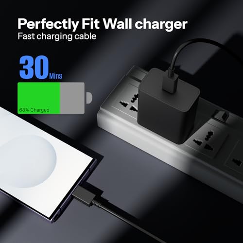 Image of 25W Charger Adapter with C to C Cable, USB Type C Compatible for Samsung Z Fold 6 /5 /4, Z Flip6 /5 /4, S25 /S24 /S24+ /S24 Ultra /S23 /S23+ /S23 Ultra /S23 FE with PD 3.0 Fast Charging (Black) Pantom by AIL-KIN