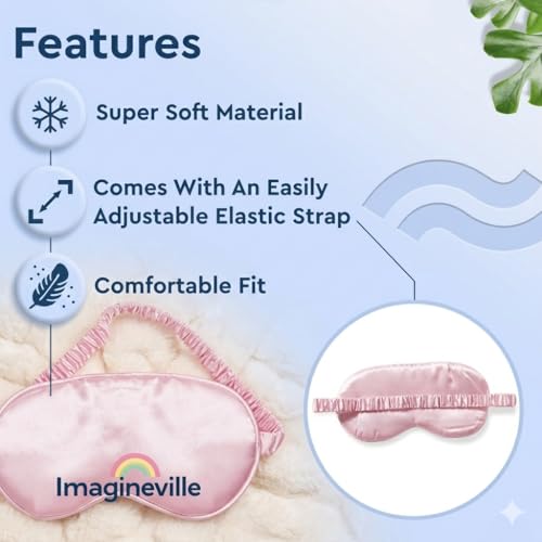 Image of Satin Silk Eye Mask for Sleeping, Ultra Smooth Soft Blindfold Sleep Mask with Elastic Strap for Women & Men, Comfortable Eye Cover for Travel, Meditation, Yoga, Nap, Relaxation & Light Blocking