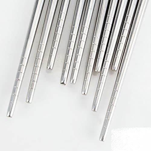 Palillos de acero inoxidable 5 pares reutilizables vajilla de cocina sushi comida 4
