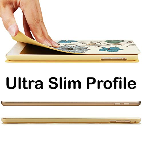 Image of DuraSafe Cases for iPad 7th 8th 9th Gen 2019 /2020 / 2021-10.2 Inch [iPad 9 8 7 ] A2602 A2270 A2197 MW762HN /A MW742HN /A MYLC2HN /A Ultra Slim Printed Smart Flip Folio Book Cover - Watercolor Flowers