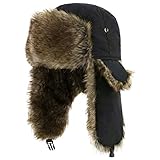 YESURPRISE Trappermütze, Wintermütze mit Ohrenklappen, Fellmütze, Kunstfellmütze, Fliegermütze