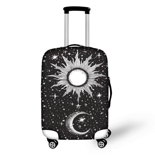 Image of Coloranimal Thickened Luggage Covers Goth Gothic Black and White Moon Stars Travel Luggage Covers for Women Men Kids Fits 18 /24 /28 /32 Inch Suitcase Spandex Protector Covers (25 inch-28 inch Luggage)