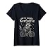 Women's Off to Cause A Kerfuffle Raccoon Bicycle Chaos V-Neck T-Shirt