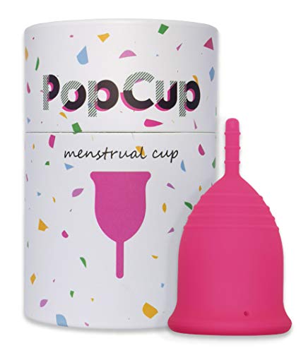 PopCup Menstrual Cup - Reusable Silicone Period Cup - Tampon and Pad Alternative - FDA Registered (Small)