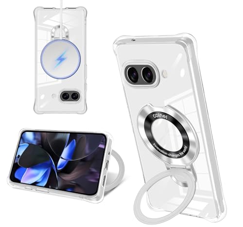 Google Pixel 9A ケース クリア リング付き MagSafe対応 マグネット搭載 縦横両対応 アジャスタブルスタンド 四角エアクッション 耐衝撃 グーグル ピクセル9a カバー 衝撃吸収ポケット内蔵 TPU 薄型軽量 全面保護 google