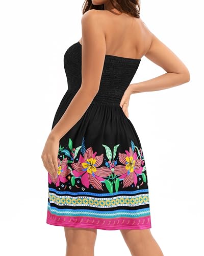 Image of elescat Summer Dresses for Women 2026 Strapless Casual Beach Cover Ups Tube Top Sundress
