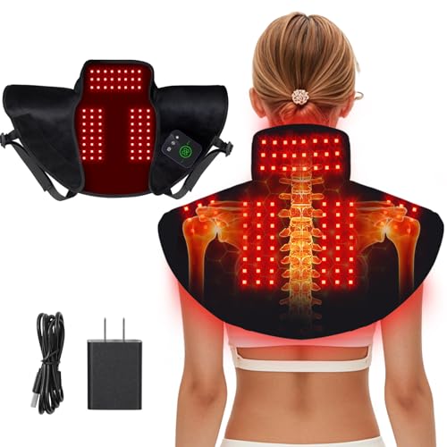 Red Light Therapy for Neck Shoulder Pain Relief Infrared Light Therapy Device with Massage and Timer Wearable 660nm&850nm Red Light Therapy Wrap Pads for Home Use