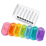 ibasenice 7 Stück Kleiner Reise Pillendosen Kompakte Tablettenbox aus Geruchslosem Material Farbenfroher 7 Tage Medikamenten Organizer für Unterwegs