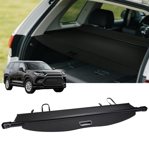 FARBIN Trunk Cargo Cover for Toyota Highlander 2022 2023 2024 2025, Retractable Trunk Cover Waterproof Shield Shade Privacy Security Screen (for 2022-2025 Toyota Highlander Canvas)