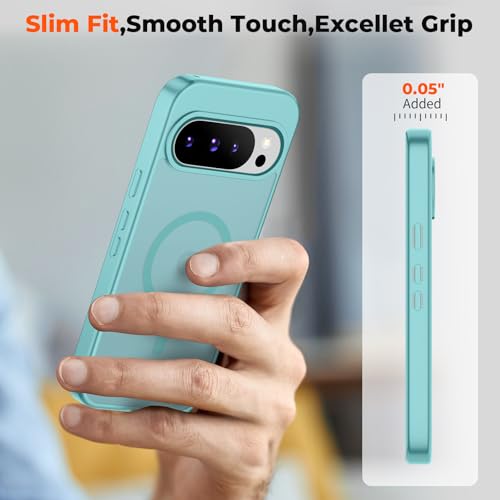 Image of SUPFINE Magnetic for Google Pixel 10 Pro Case /Pixel 10 Case with Screen Protector, (Built-in Magnets) ((Military Grade Drop Protection) Slim Translucent Shockproof Phone Case,Blue Green