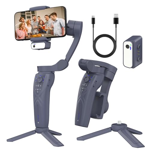 3-Axis Gimbal Stabilizer for iPhone,Professional Handheld Foldable Gimbal,Phone Tripod Selfie Stick,with AI Face Tracking,Support Gesture Control,for...