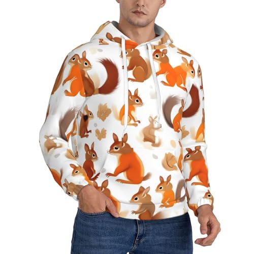 Sweat à capuche homme chaud imprimé écureuil - Vêtement extérieur casual gym