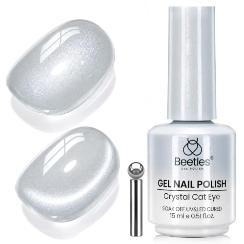 Image of Beetles Silver Cat Eye Gel Nail Polish, Diamond Dust 15ml Magnetic Gel