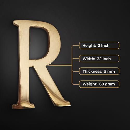 Robin Collection Brass Alphabet Letter, Gold Finish, 4 Inch Height, Wall Mount, 8mm Thickness (R, 3 Inch) - 3