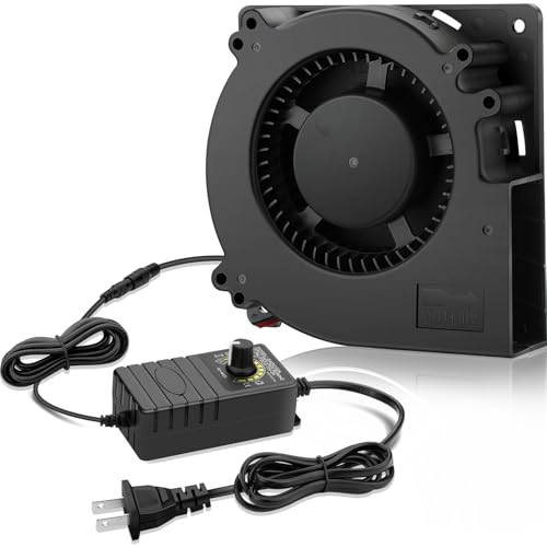 GDSTIME 120mm Blower Fan, AC 110V 220V DC 12V Powered Fan with Speed Control, for Receiver DVR Xbox Modem AV Cabinet Cooling