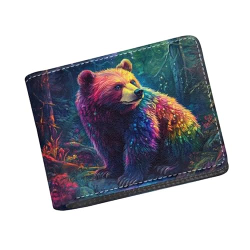 Image of Coldinair Forest Bear Wallet for Boys,Cute Wallet for Kids 8-10,Leather Bi-Fold Wallet Small Wallets Slim Coin Purse for Teens Little Boy