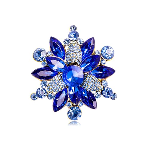 Image of Rhinestone Flower Brooch - Red /Yellow /Blue /Green Crystal - Big Large Wedding Ball Birthday Party Elegant Clothing Hat Bag Accessories Jewelry for Women