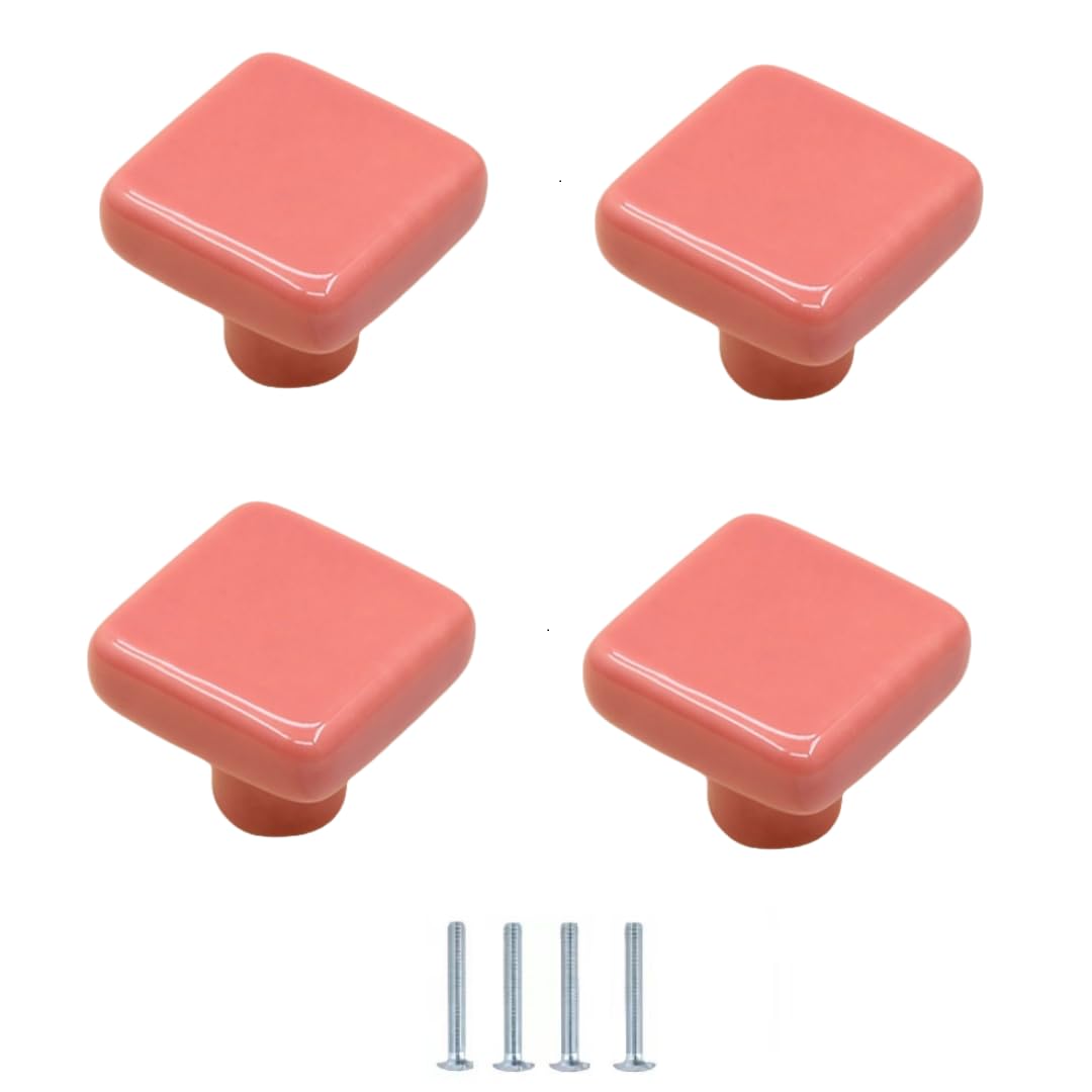 Enmrfvkz Roze Ceramic Cupboard Drawer Handle Knobs, Ceramic Bottle Cap Cabinet Drawer Knobs Multicolor 32X32x27mm Pack Of 4(Roze)