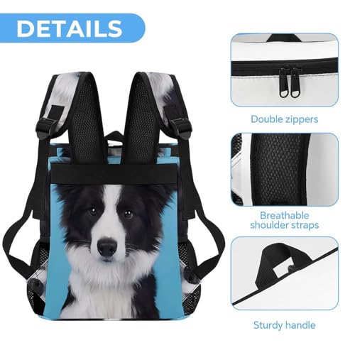 Sac à dos isotherme en polyester sergé robuste Border Collie étanche réglable