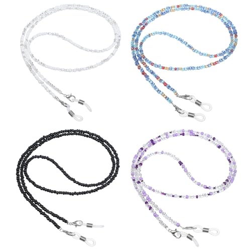Ymapinc 4 Stück Perlen Brillenkette Damen Modisch Brillenkette Rutschstopp Brillenschnur für Sonnenbrillen Lesebrillen Gesichtsmasken Damen und Herren
