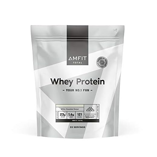 Marca Amazon - Amfit Nutrition Proteína de Suero Lácteo, Sabor Chocolate Blanco, 1 kg (Paquete de 1)