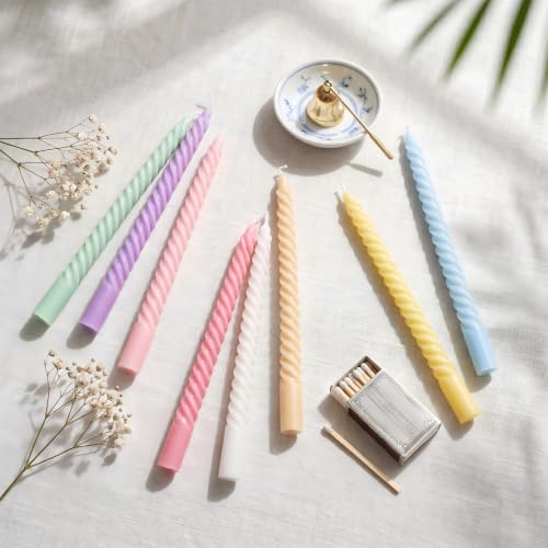 Image of MTLEE 16 Pcs Long Taper Candlestick Bulk 10 Inch Smokeless, Candy