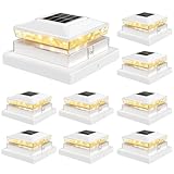 Flyingod Solar Post Cap Lights for 4x4 & 5x5 Vinyl/Wood Fence Posts – 8 Pack, Warm White (3000K), 600mAh Battery, 12+ Hour Runtime, Auto Dusk-to-Dawn On/Off, White