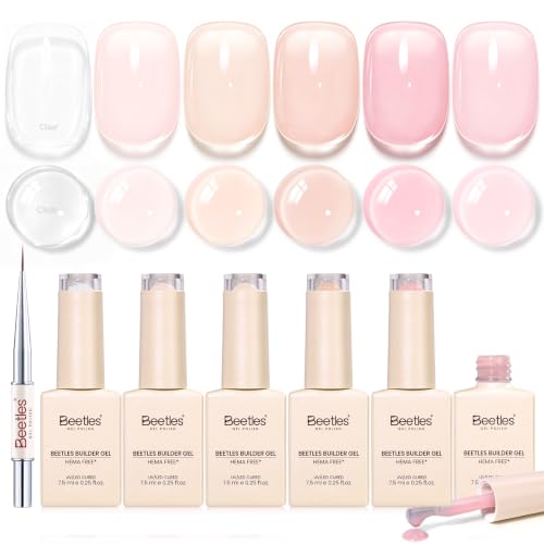 Beetles Builder Gel Nude & Pink, TPO & HEMA-FREE 6 Colors & Nail Brush