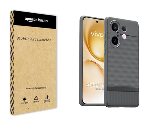 Image of amazon basics TPU Soft Back Cover for Vivo X200 FE 5G | Full Camera Protection | Flexible Shockproof Back Case for Vivo X200 FE 5G (Gray)
