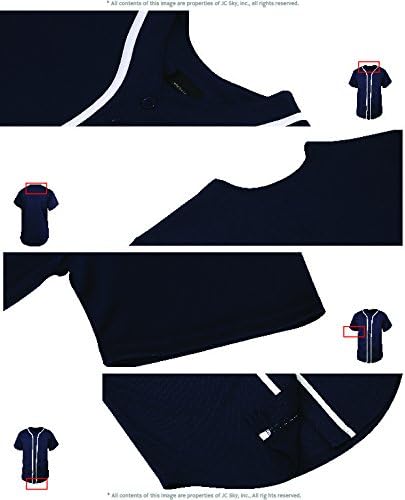 Hat and Beyond Mens Baseball Jersey Button Down T Shirts Hipster Plain Hip Hop 1UPA02 - Image 4