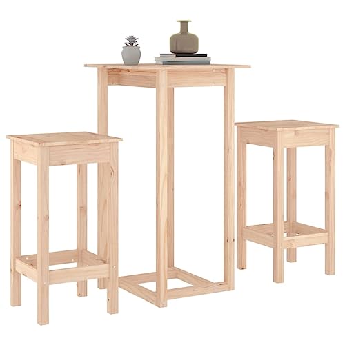 Juego de comedor de madera de pino con mesa extensible de 3 piezas para cocina 3