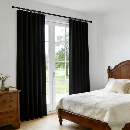 Image of Room Divider Blackout Curtain Track Curtains Wall Dividers Panels Screen for Living Rooms Bedroom Office Privacy Partition Separation, W52 x L96 Inch,1 Panel, Black