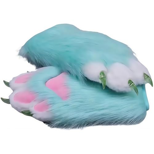 Gants Fursuit Paws - Plusieurs couleurs au choix - Pour cosplay et exposition - Vert clair - Taille unique