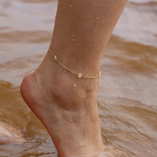 Image of Ritach Ankle Bracelets for Women Waterproof - 2 /3 /5PCS Gold /Silver Anklet