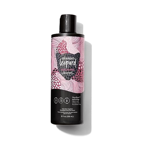 Strawberry Leopard Tickled Pink Semi Permanent Conditioning Hair Color, Repairs and Rejuvenates Hair, All Hair Types & Textures, Vegan, Gluten, CrueltyFree, 8 Fl. Oz.